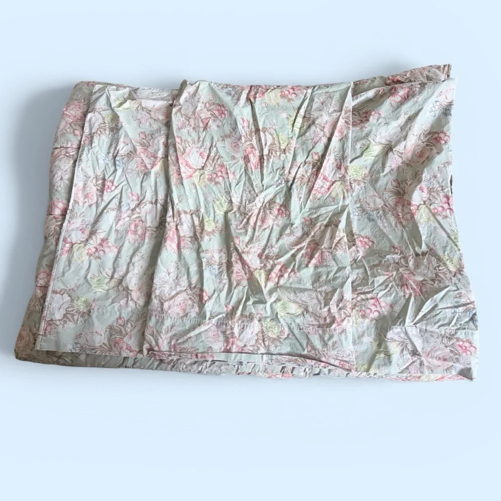 Vtg Ralph Lauren Twin Charlotte Sage Green Cabbage Roses Floral Comforter Cotton